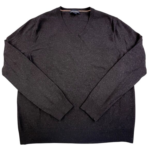 Banana Republic Extra Fine Merino Wool Sweater Mens XL Brown V-Neck Tight Knit - Picture 2 of 7